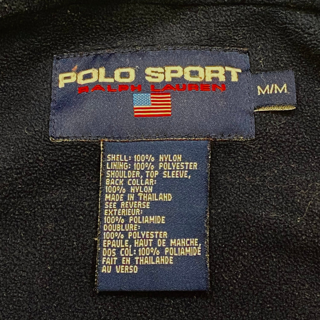 Vintage 90’s Polo Sport Ralph Lauren Orange Navy Fleece Lined Full Zip Nylon Jacket Men’s Medium