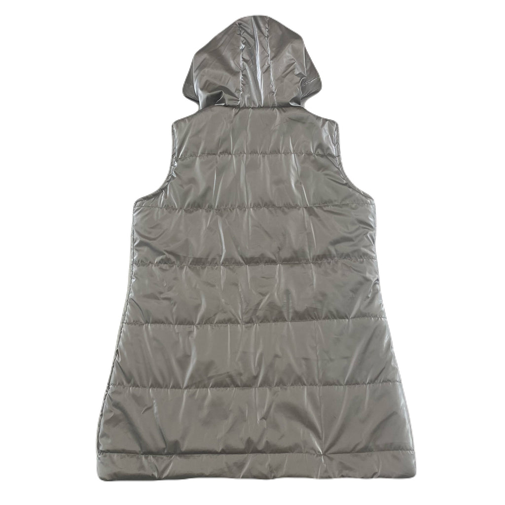 Dolcezza Reflective Taupe Sleeveless Hooded Puffer Jacket Women’s Large