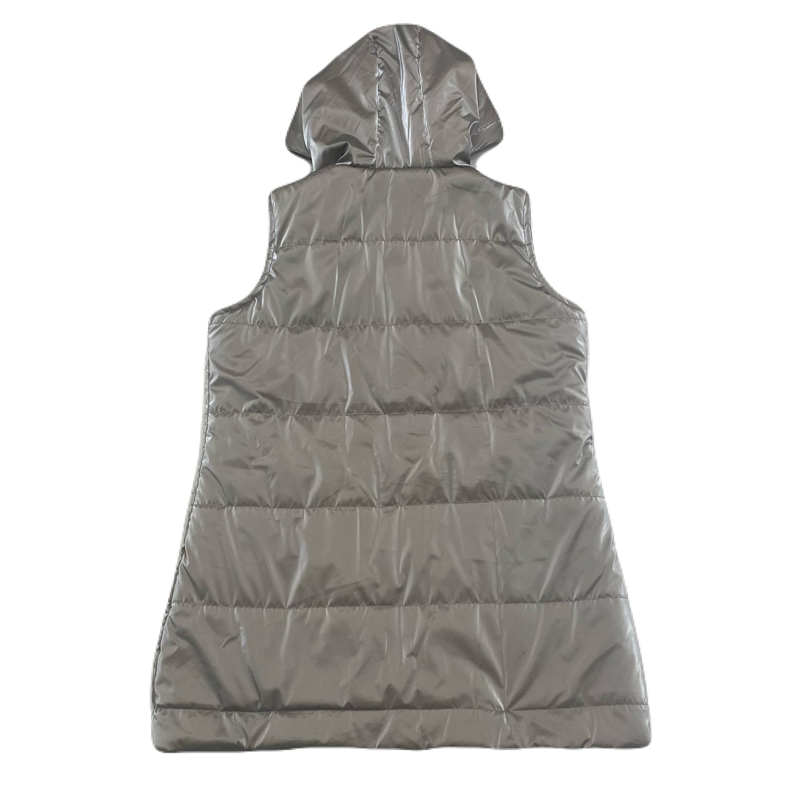 Dolcezza Reflective Taupe Sleeveless Hooded Puffer Jacket Women’s Large