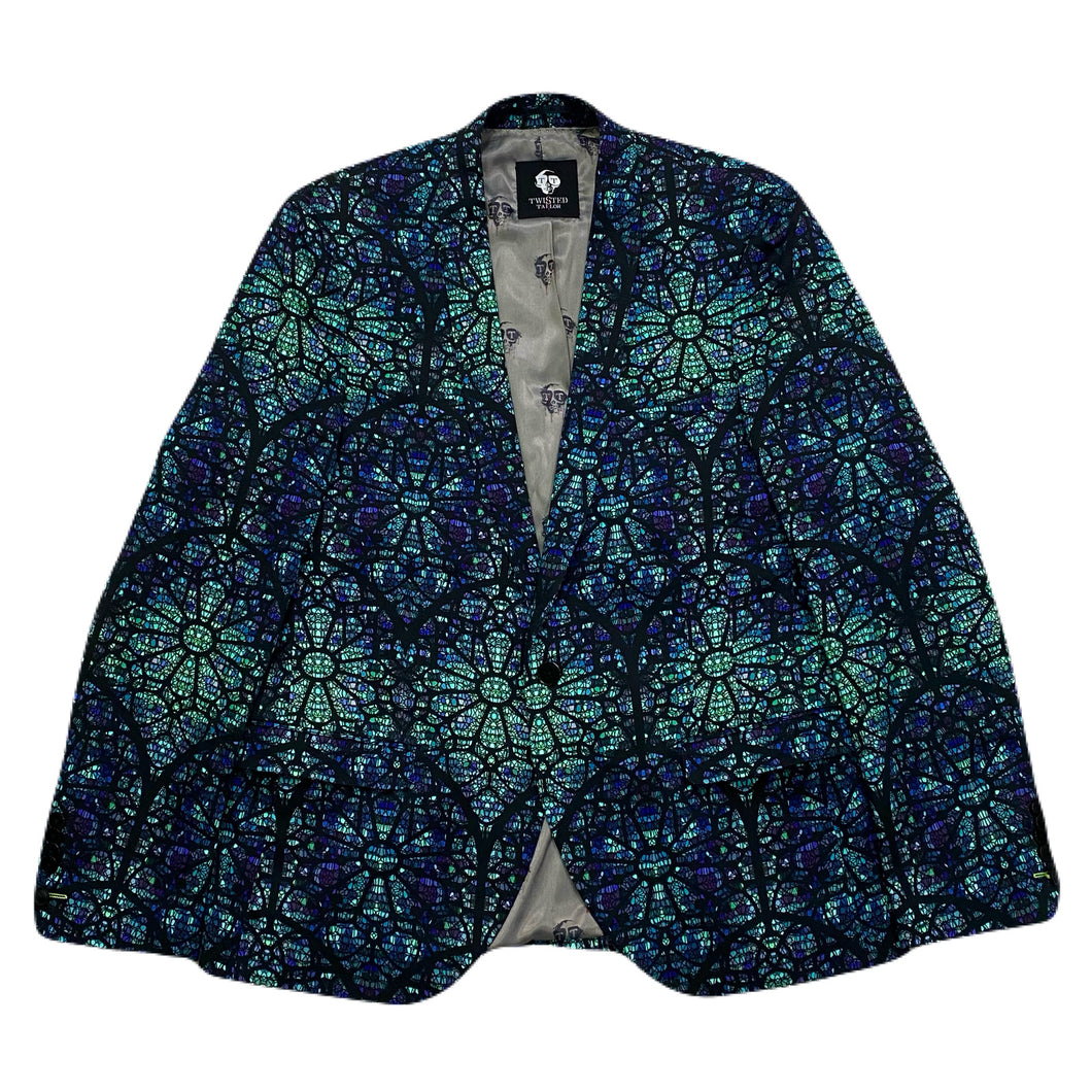 Twisted Tailor Floral Oddity Green Skull Lined Suit Jacket Men’s 44 R