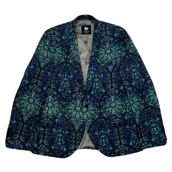 Twisted Tailor Floral Oddity Green Skull Lined Suit Jacket Men’s 44 R