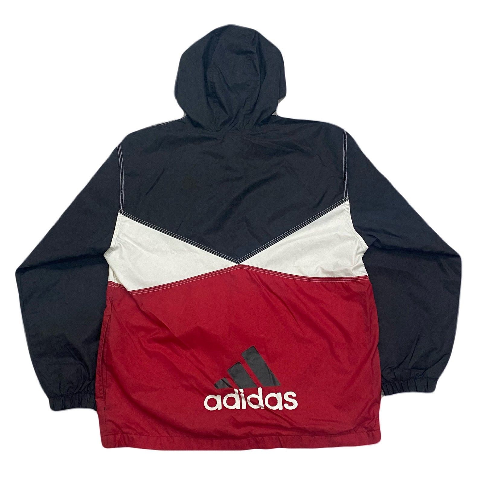 Vintage Adidas Colorblock Red Black White Hooded Windbreaker Jacket Men’s Large