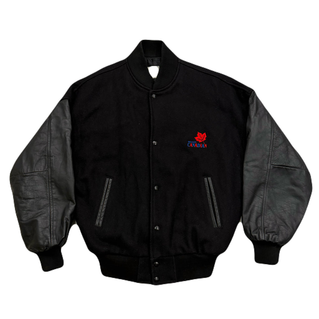 Vintage Molson Canadian Beer Wool & Leather Sleeve Varsity Jacket Men’s Large