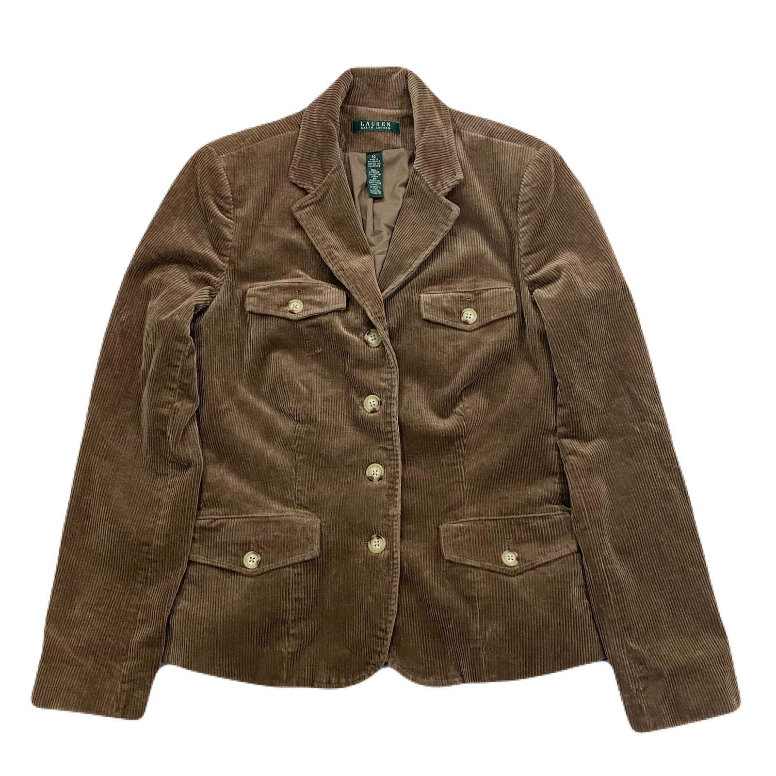 Vintage Lauren Ralph Lauren Tan Four Button Corduroy Blazer Jacket Women’s 10