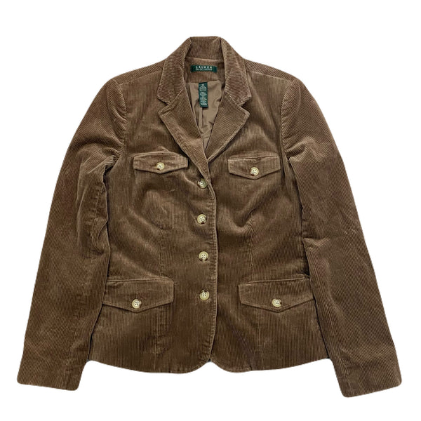 Vintage Lauren Ralph Lauren Tan Four Button Corduroy Blazer Jacket Women’s 10