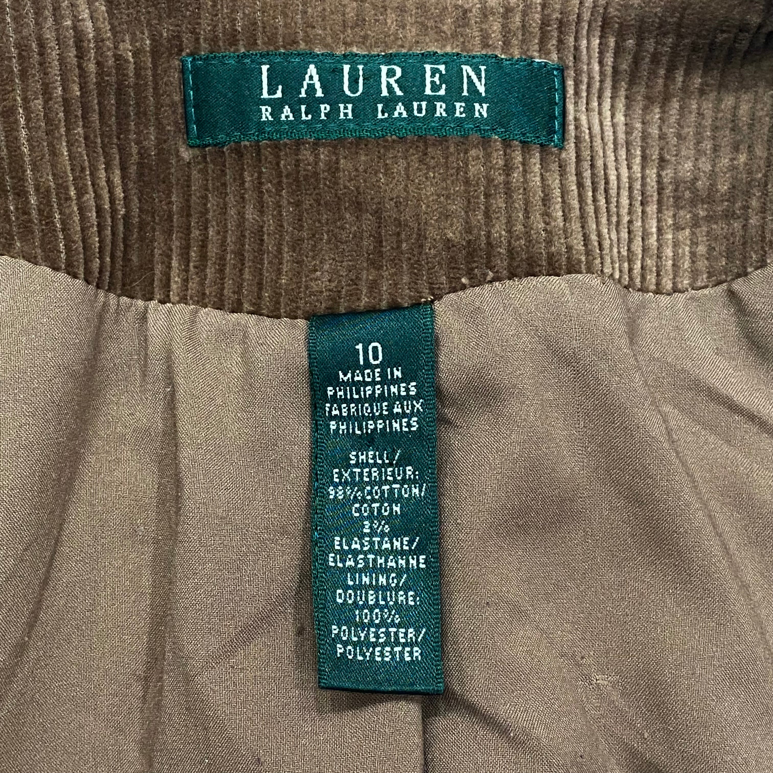 Vintage Lauren Ralph Lauren Tan Four Button Corduroy Blazer Jacket Women’s 10