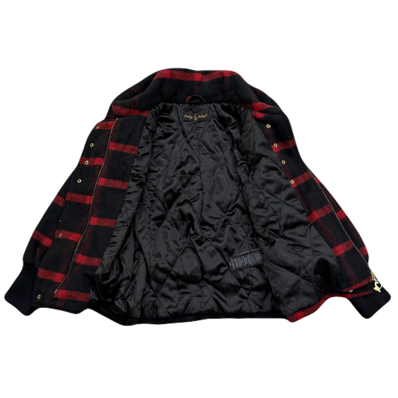 Vintage Baby Phat Y2K Plaid Wool Blend Hip Hop Bomber Jacket Women’s Large
