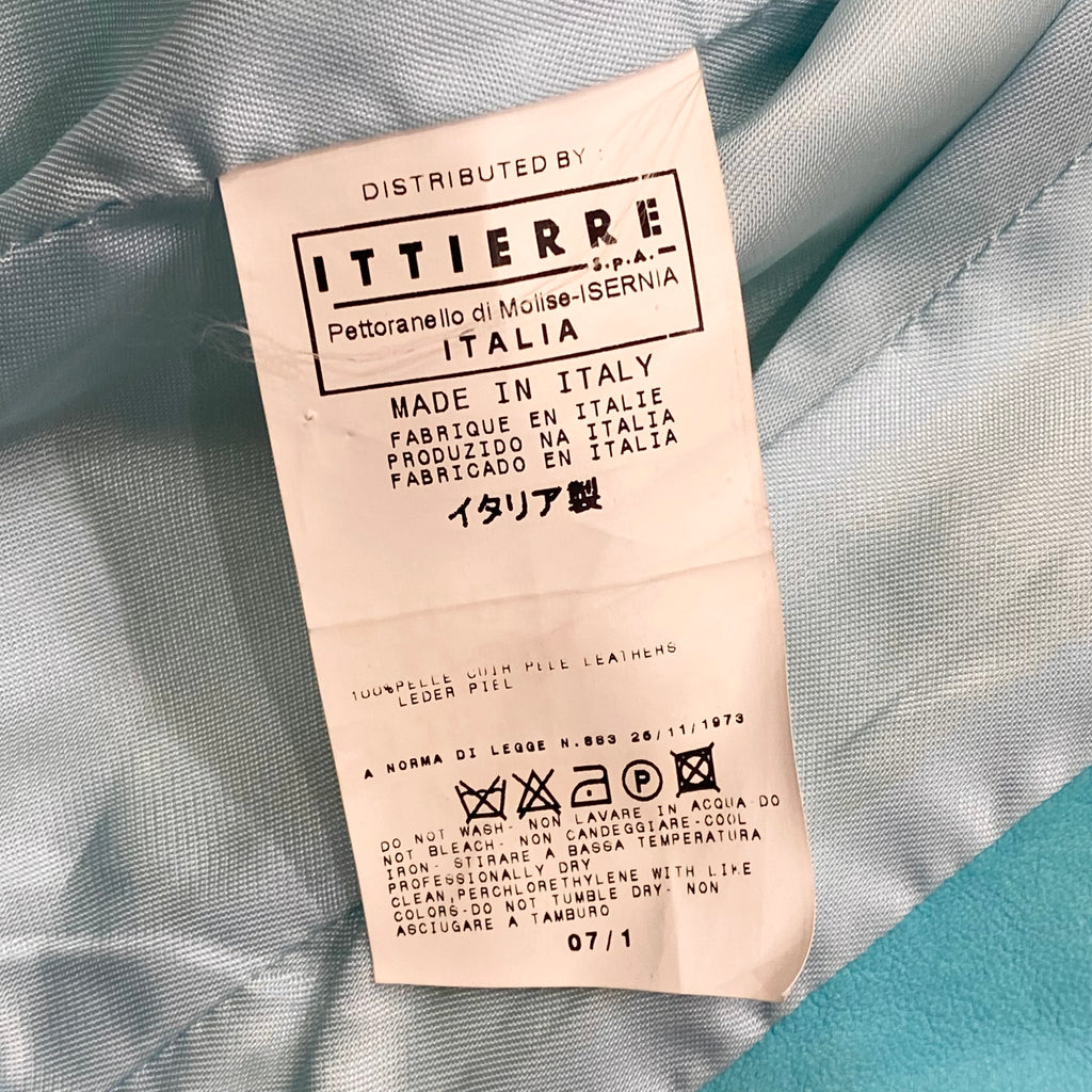 Vintage Versace Jeans Couture Aquamarine Soft Leather Cropped Blazer Women’s XS