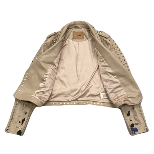 Blank NYC Embroidered Floral Faux Leather Studded Moto Jacket Medium