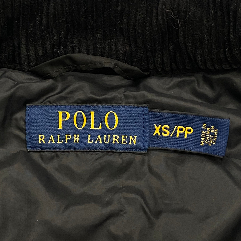 Polo Ralph Lauren Black Corduroy Collar Quilted Equestrian Vest Women’s XS