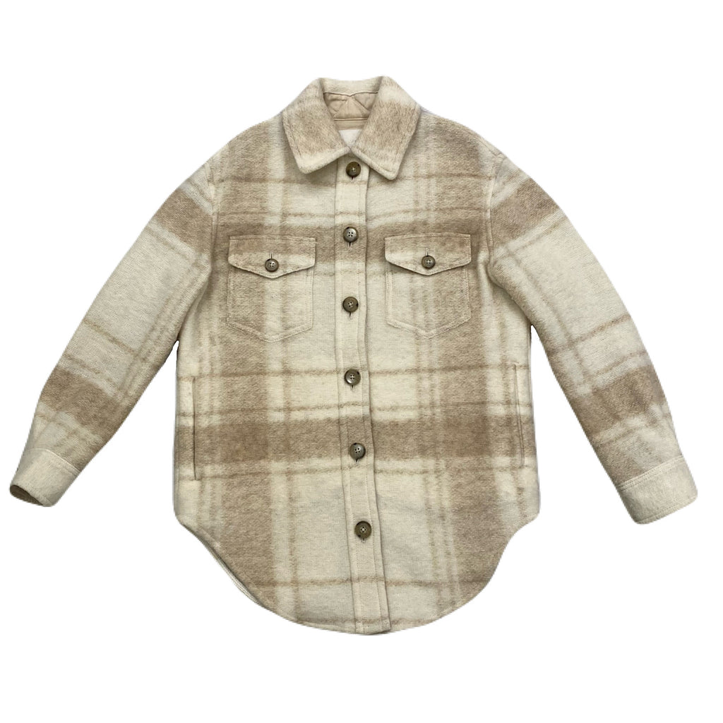 Wilfred Free Aritzia Wool Alpaca Beige Plaid Shacket Jacket Women’s 2XS