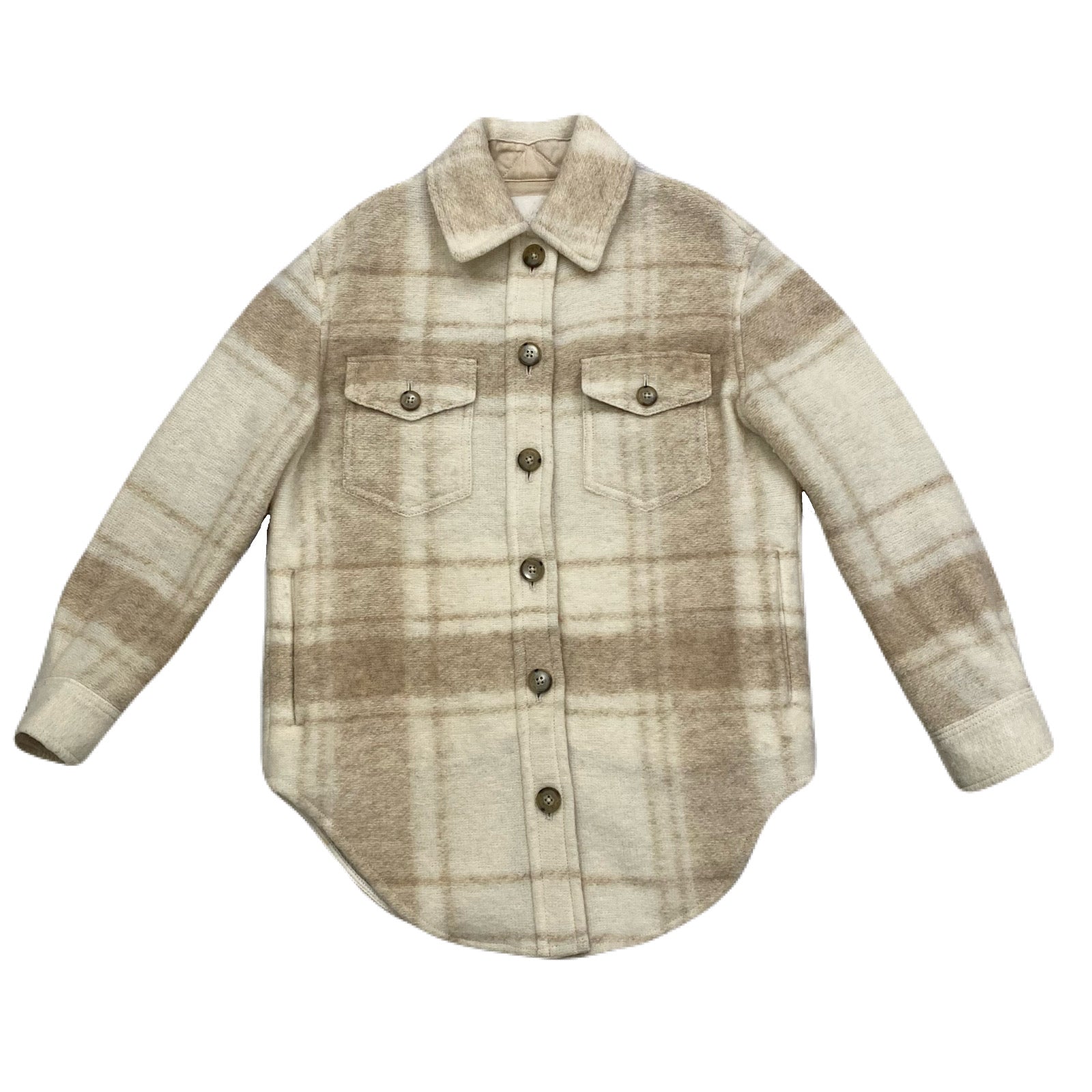 Wilfred Free Aritzia Wool Alpaca Beige Plaid Shacket Jacket Women’s 2XS