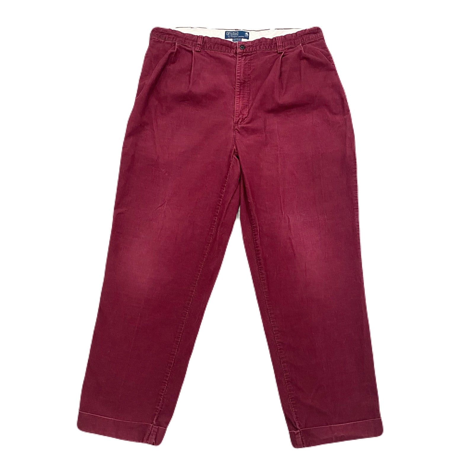 Polo Ralph Lauren Hammond Pant Pleated Burgundy Corduroy Cuffed Pants Men’s 38x30