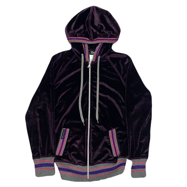 Dolce & Gabbana Velour Glitter Stretch Zip Up Sweatshirt Hoodie Women’s 24/38