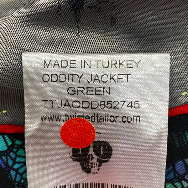 Twisted Tailor Floral Oddity Green Skull Lined Suit Jacket Men’s 44 R
