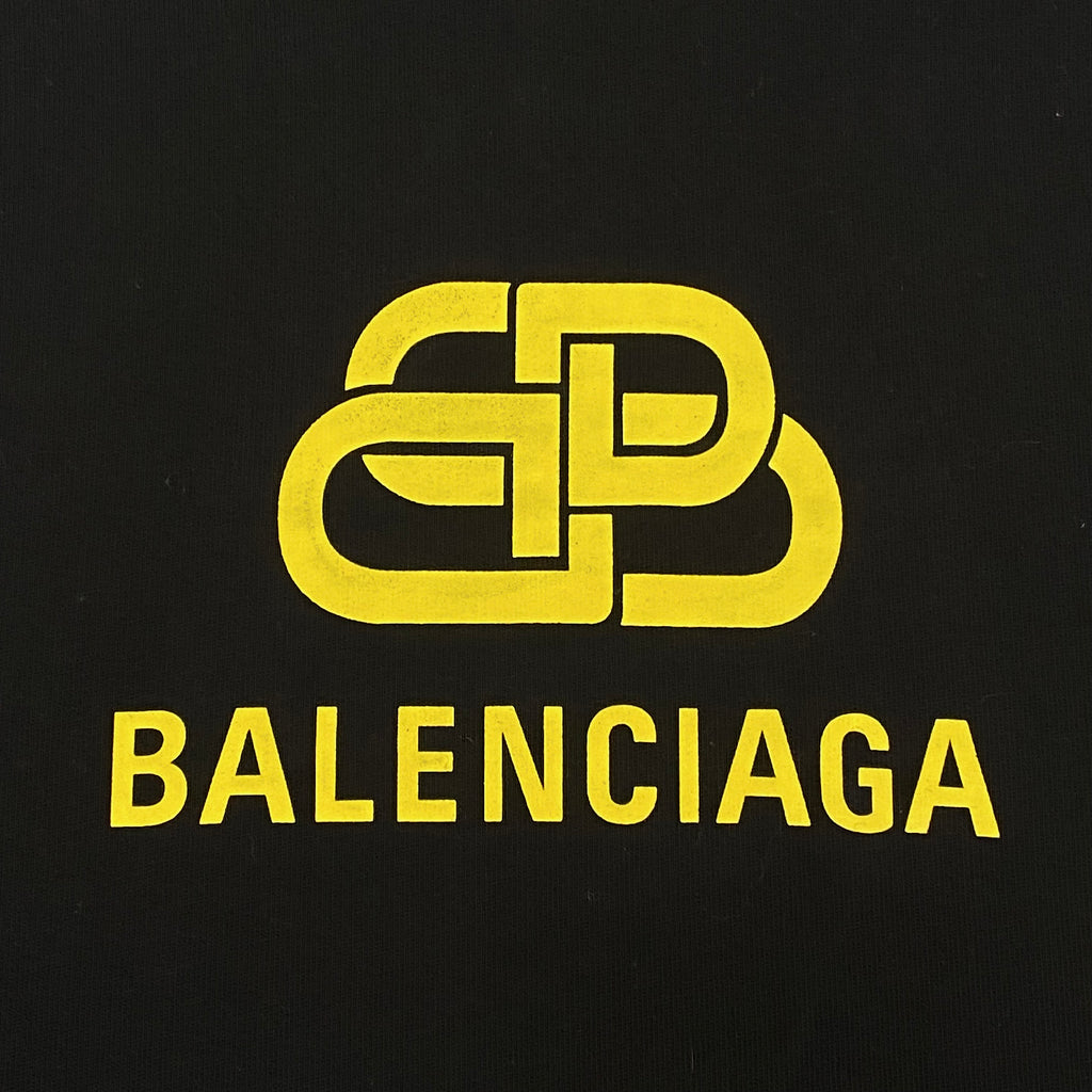 Balenciaga Interlocked BB Oversized Black Yellow Hoodie Men’s Small