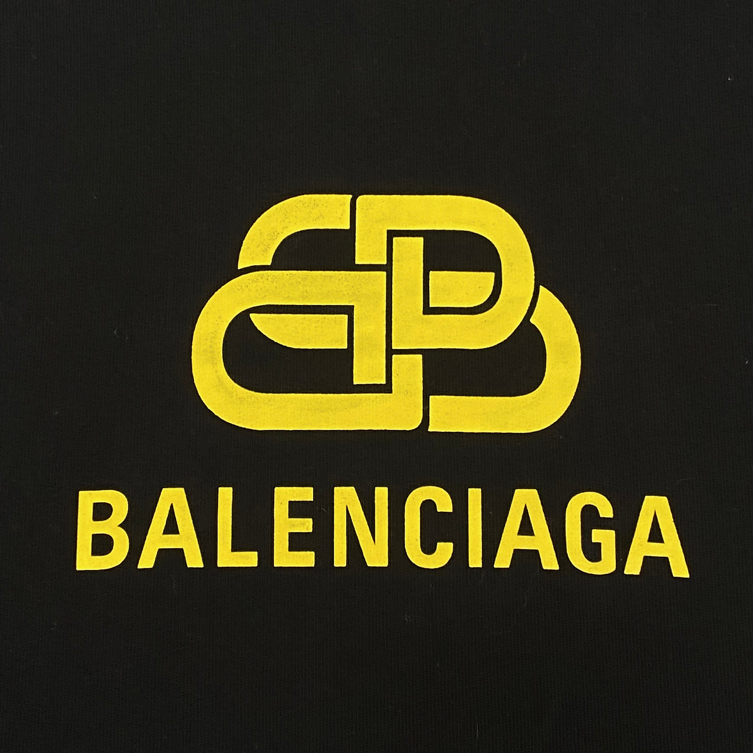 Balenciaga Interlocked BB Oversized Black Yellow Hoodie Men’s Small