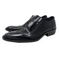 Vintage John Fluevog Ronnie Family Sigurd Diamond Pattern Stitching Black Leather Slip-On Shoes Men’s 7 US