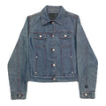 Vintage Y2K Guess Metallic Blue Red Stitched Denim Jean Jacket Women’s Medium