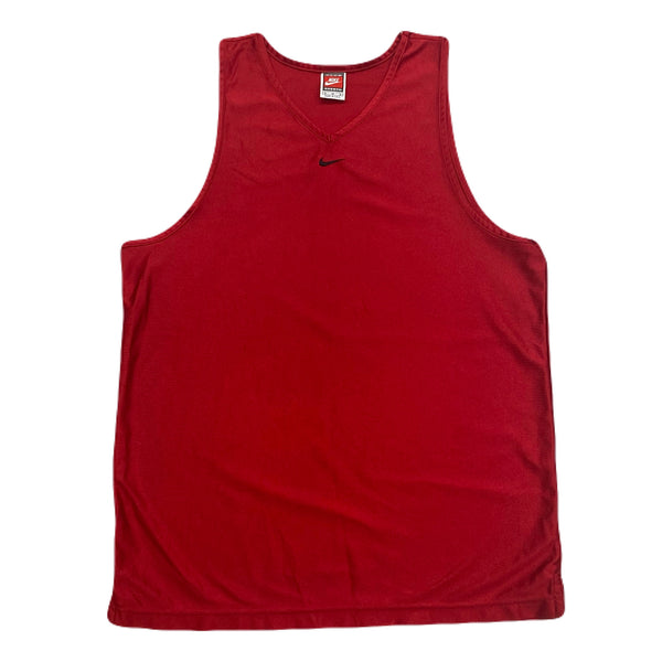 Vintage Nike Team Sports Red Center Swoosh Satin Dazzle Basketball Jersey Tank Top Men’s Medium