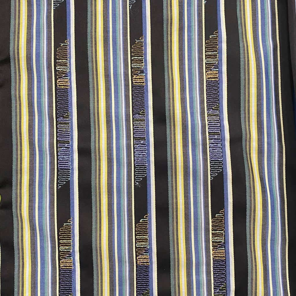 Robert Graham Striped Multicolor Flip Cuff Embroidered Mosaic Trim Button Up Shirt Men’s Medium