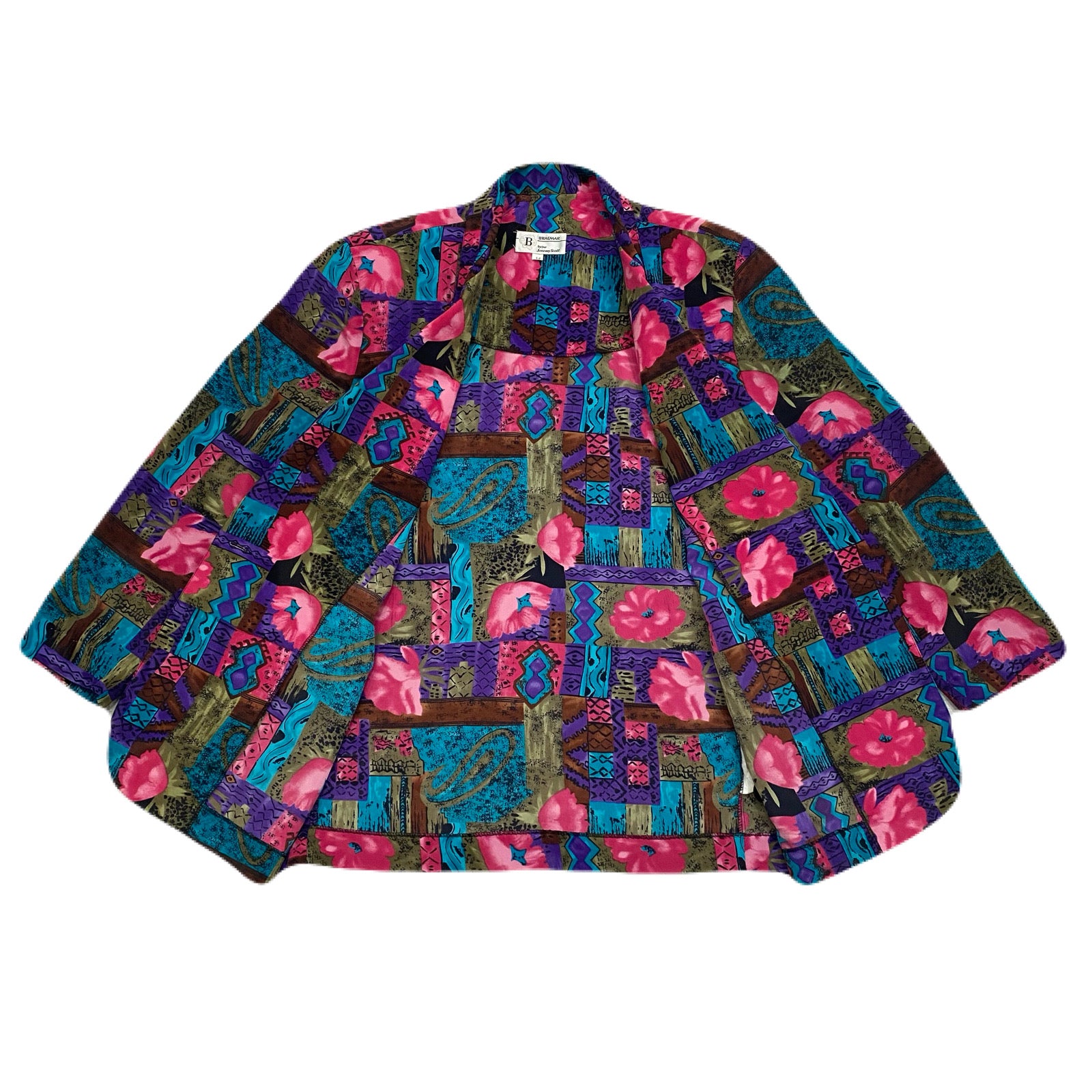 Vintage 80’s Braemar By Jeremy Scott All Over Print Blazer Jacket Women’s Size 14