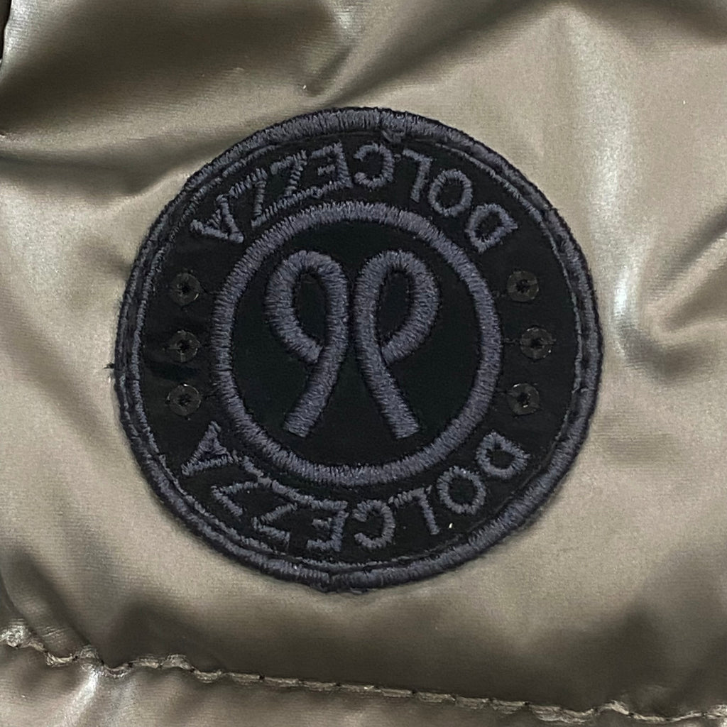 Dolcezza Reflective Taupe Sleeveless Hooded Puffer Jacket Women’s Large