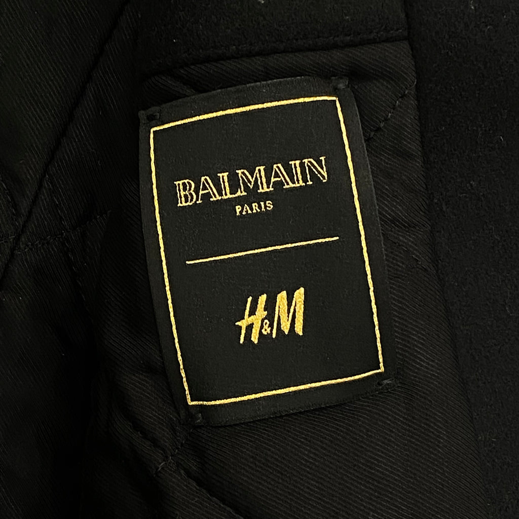 Balmain x H&M Double Breasted Padded Lined Wool Peacoat with Gold Buttons Women’s 34 (4 US)
