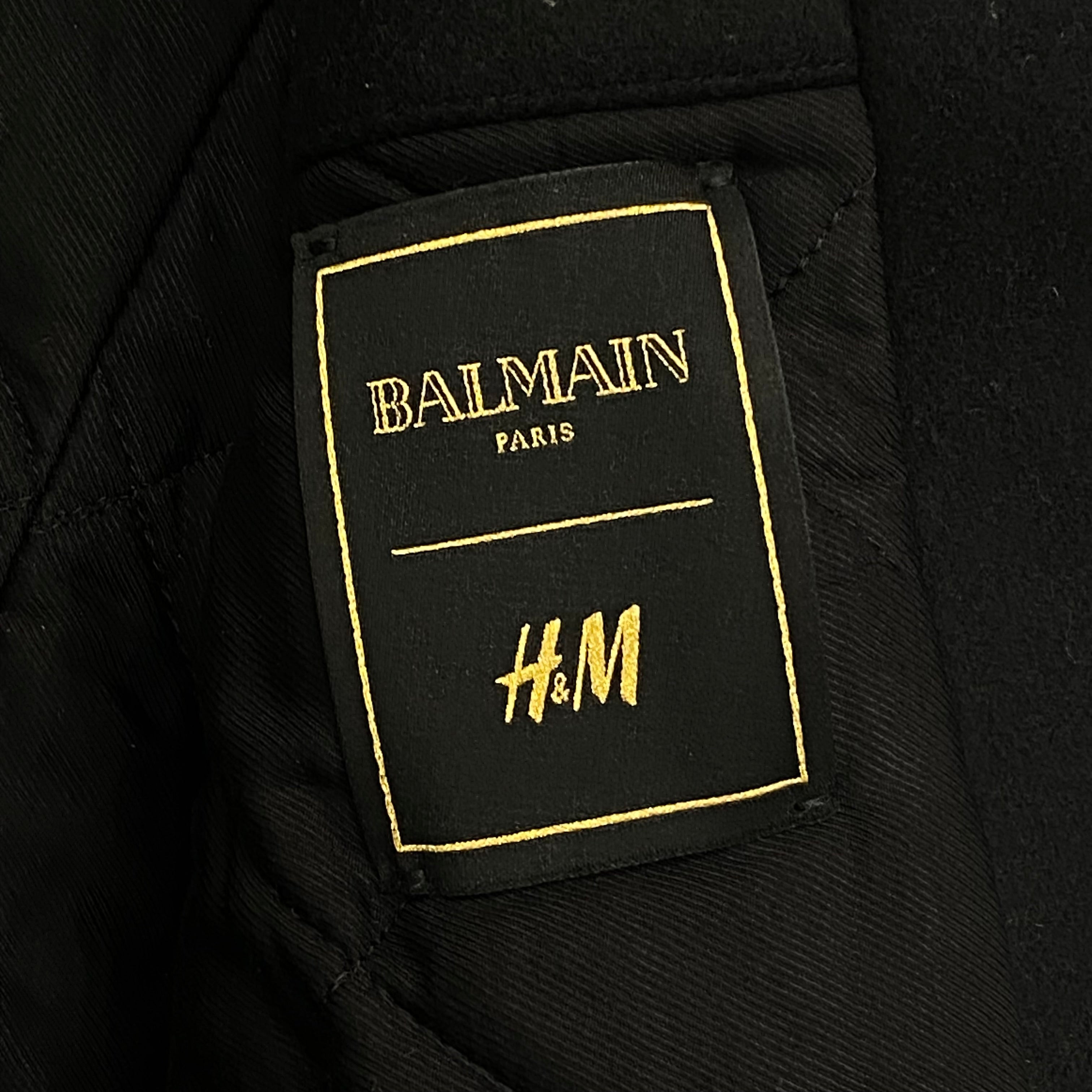 Balmain x H&M Double Breasted Padded Lined Wool Peacoat with Gold Buttons Women’s 34 (4 US)