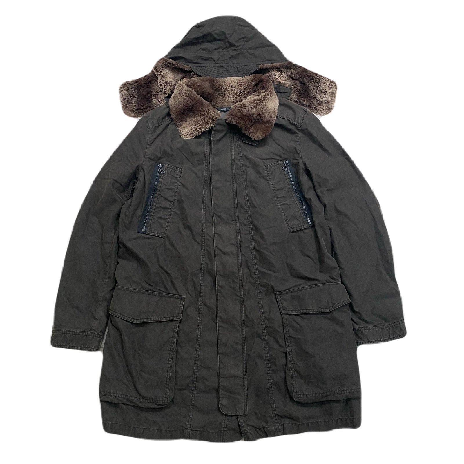 Hugo Boss Orange Faux Fur Lined Hooded Brown Parka Jacket Men’s 40 R (50 EUR)