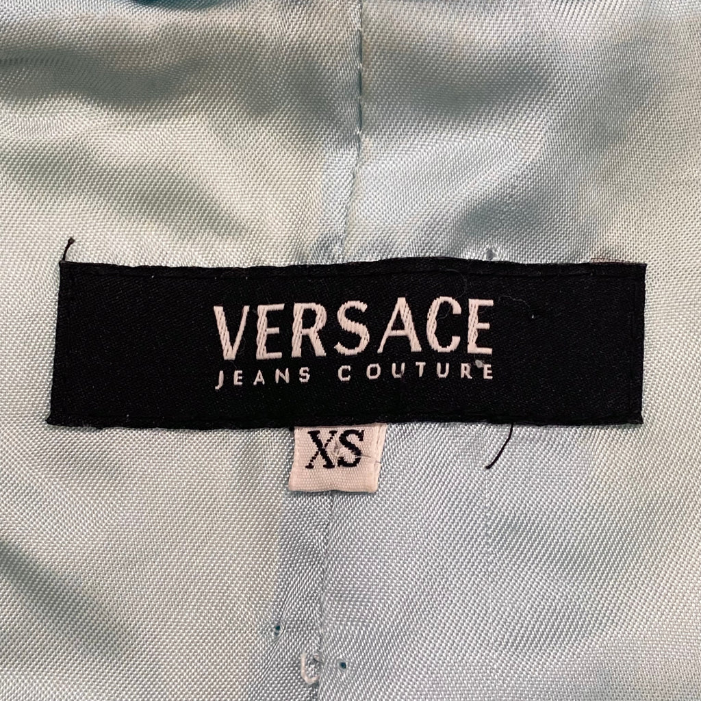 Vintage Versace Jeans Couture Aquamarine Soft Leather Cropped Blazer Women’s XS