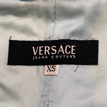 Load image into Gallery viewer, Vintage Versace Jeans Couture Aquamarine Soft Leather Cropped Blazer Women’s XS

