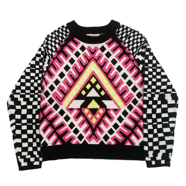 Mara Hoffman Scoop Neck Abstract & Checker Sweater Women’s Medium
