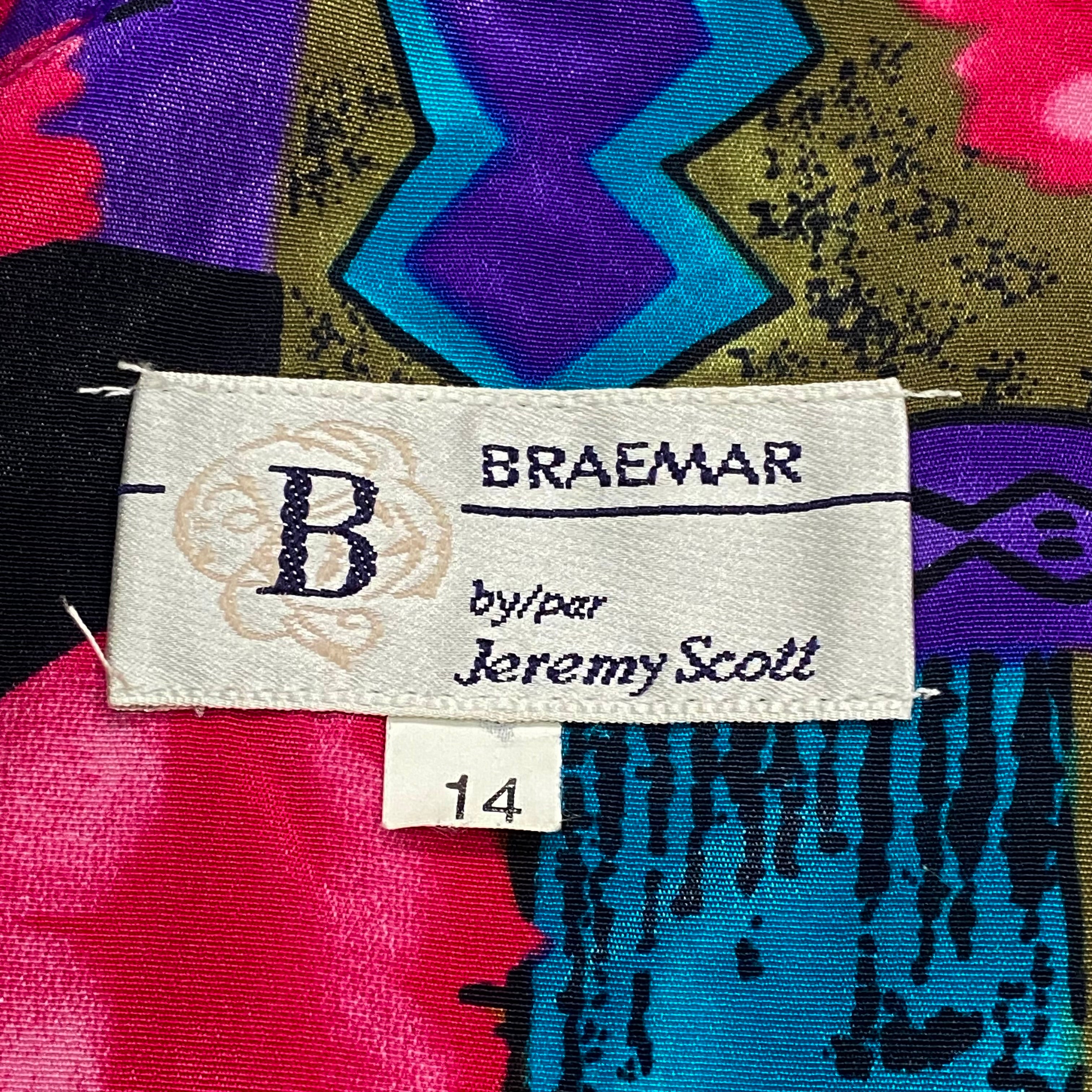Vintage 80’s Braemar By Jeremy Scott All Over Print Blazer Jacket Women’s Size 14