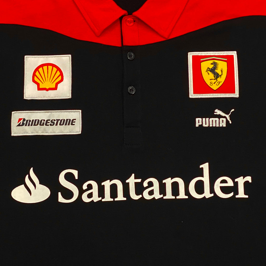 Puma Ferrari Scuderia Santander Black Red Mesh Back Polo Shirt Men’s XL