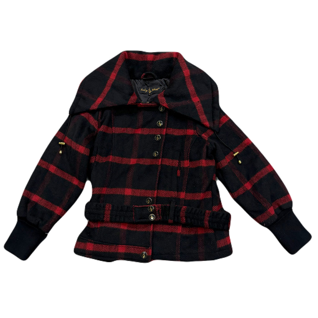 Vintage Baby Phat Y2K Plaid Wool Blend Hip Hop Bomber Jacket Women’s Large