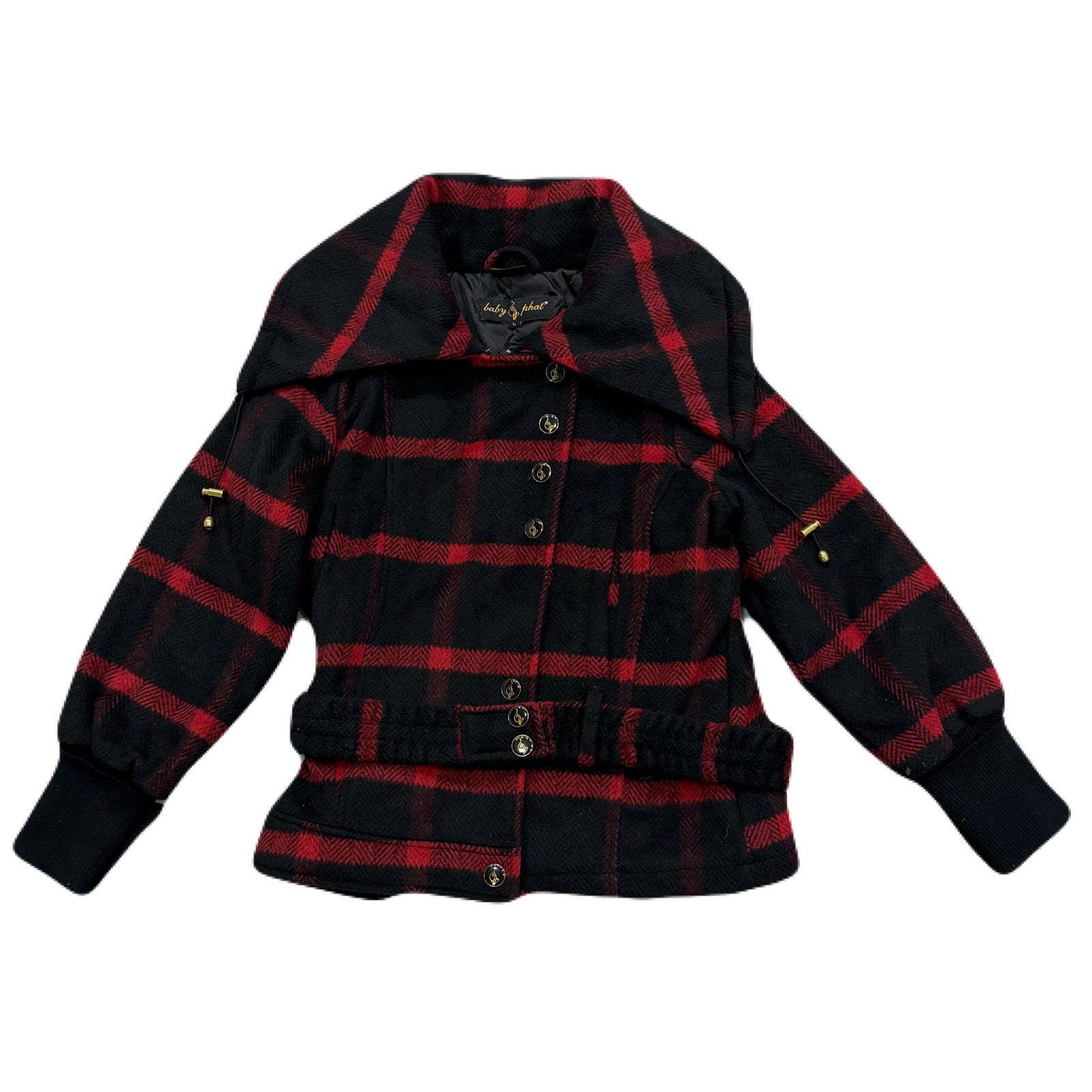 Vintage Baby Phat Y2K Plaid Wool Blend Hip Hop Bomber Jacket Women’s Large