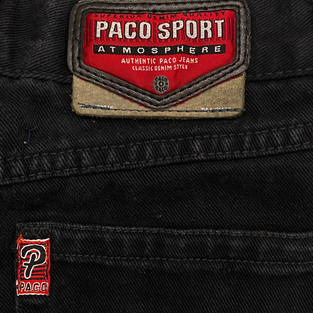 Vintage Y2K Paco Sport Black Denim Baggy Grunge Skater Carpenter Shorts Boys 14