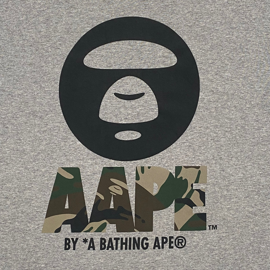 Aape By A Bathing Ape Bape Camo Letter Big Head Gray T-Shirt Men’s XL