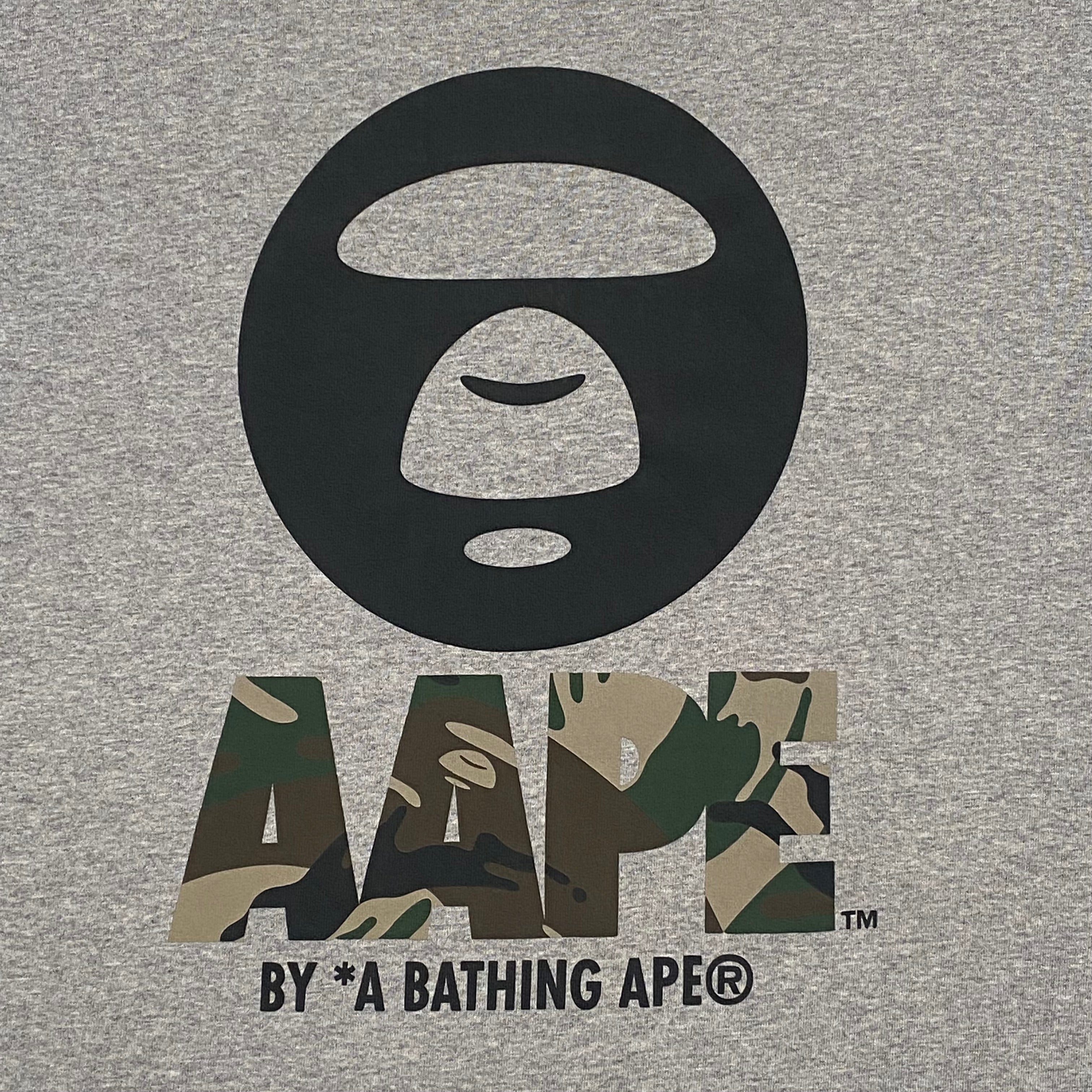 Aape By A Bathing Ape Bape Camo Letter Big Head Gray T-Shirt Men’s XL