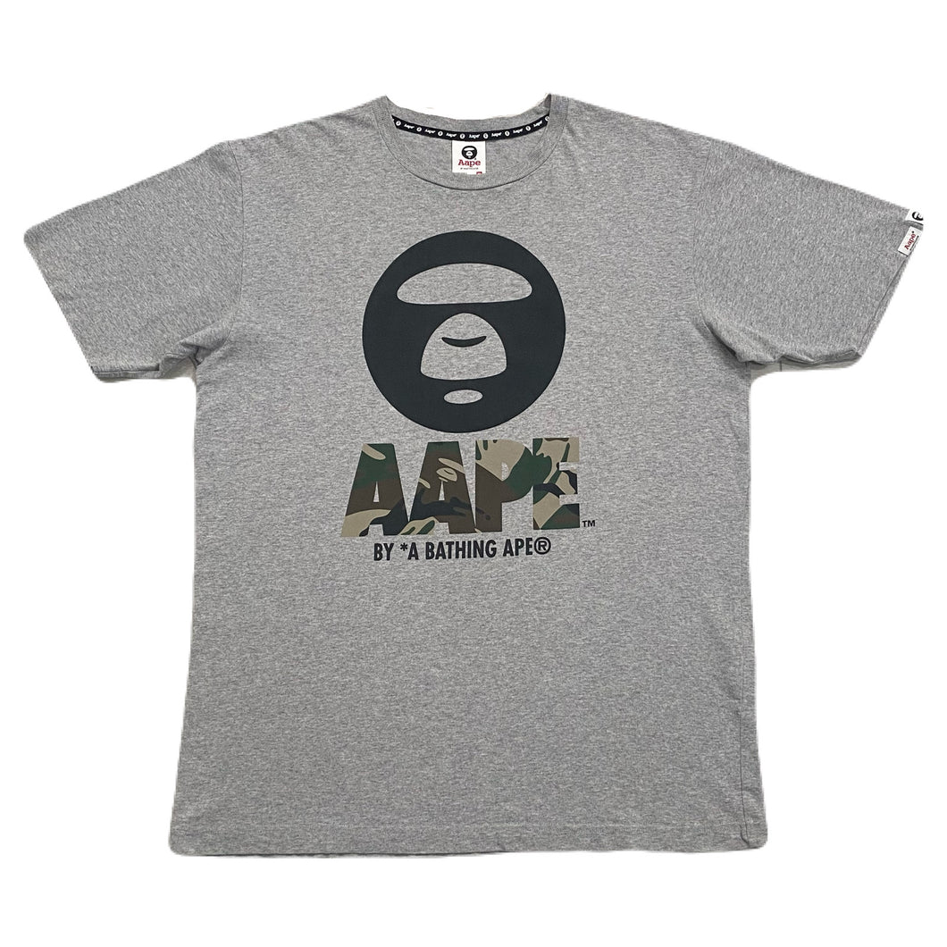 Aape By A Bathing Ape Bape Camo Letter Big Head Gray T-Shirt Men’s XL