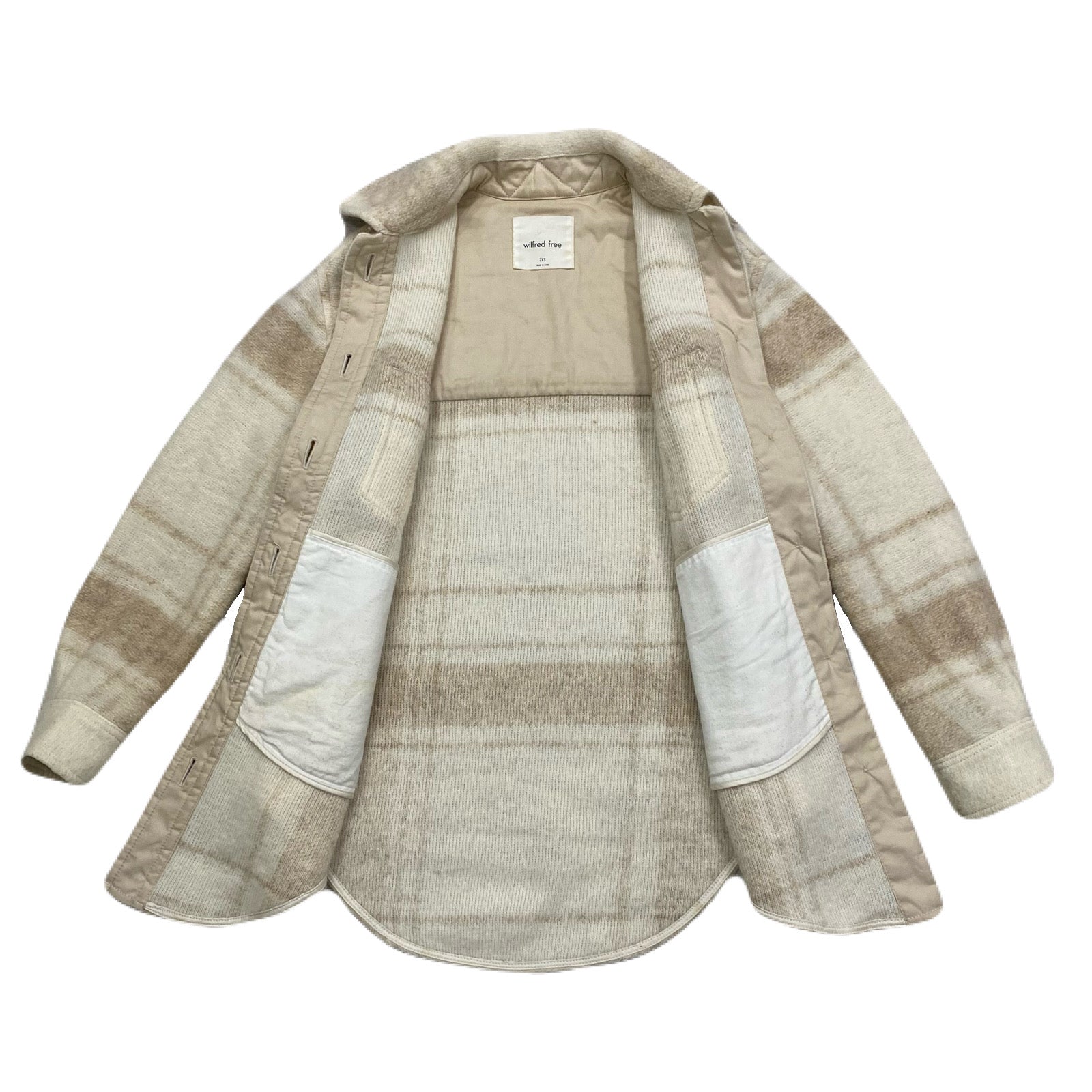 Wilfred Free Aritzia Wool Alpaca Beige Plaid Shacket Jacket Women’s 2XS