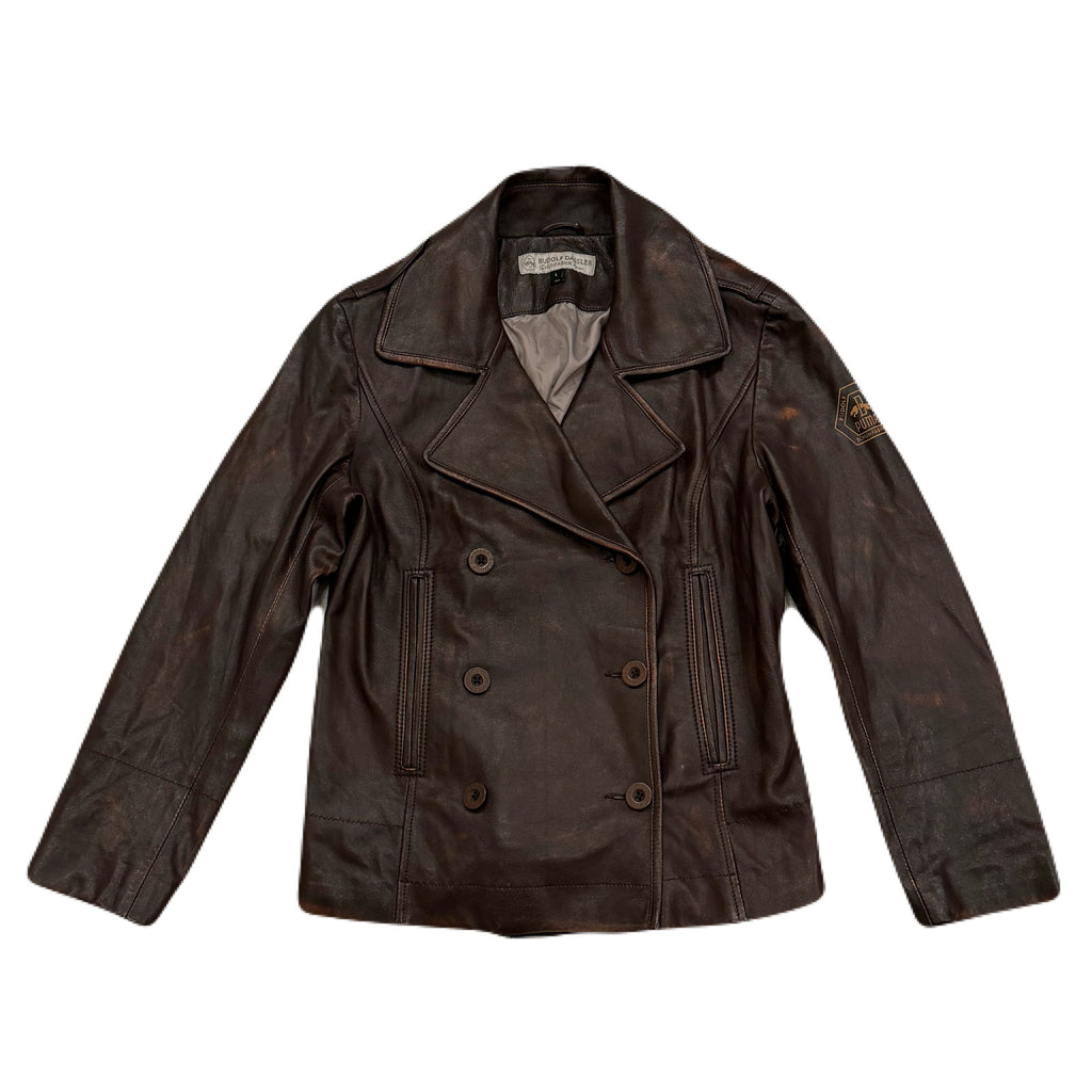 Rudolf Dassler Schuhfabrik By Puma Genuine Leather Double Breasted Jacket Women’s Large