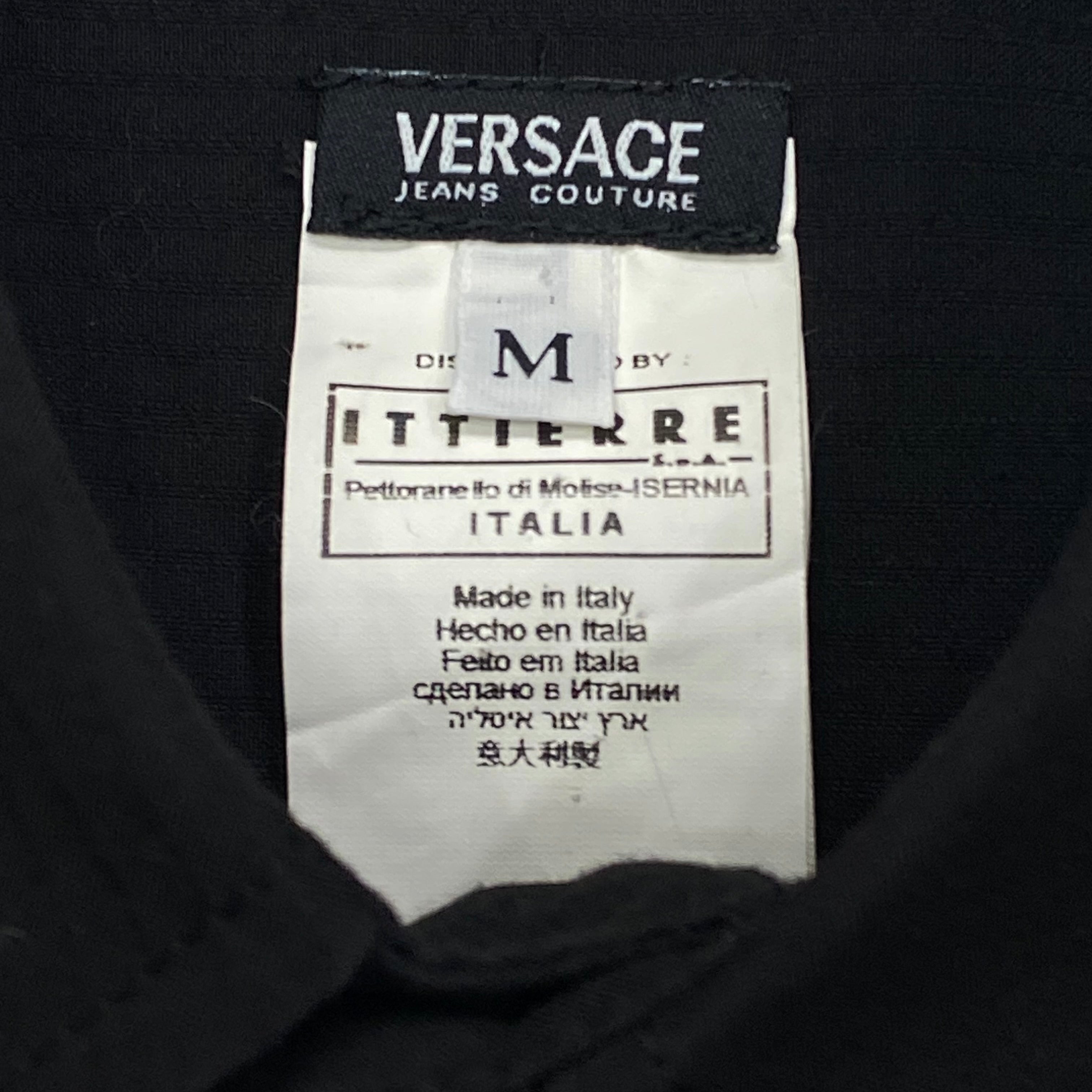 Vintage Versace Jeans Couture Black Rayon-Viscose Button Up Shirt Men’s Medium