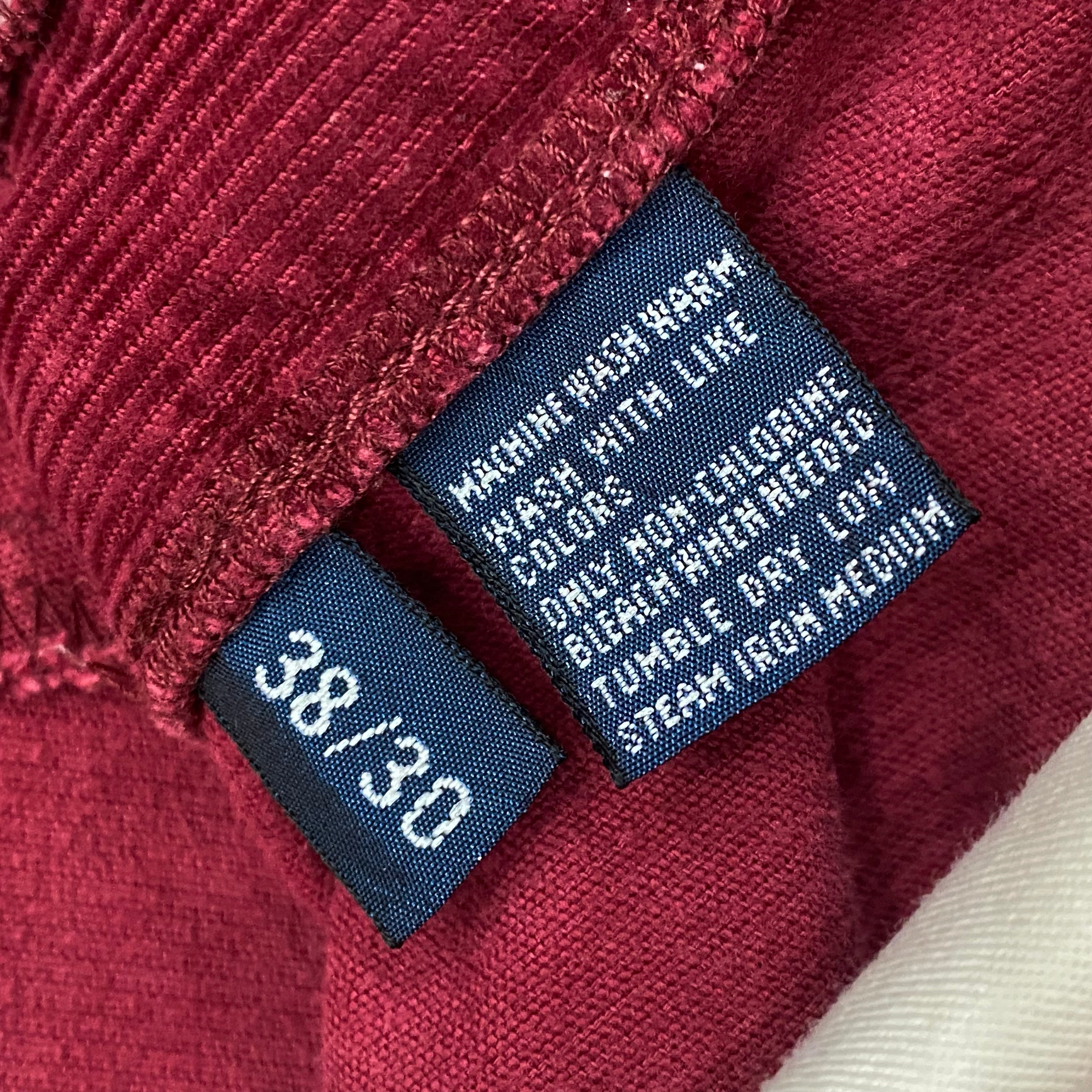 Polo Ralph Lauren Hammond Pant Pleated Burgundy Corduroy Cuffed Pants Men’s 38x30