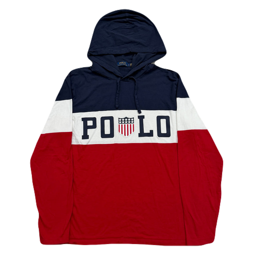 Polo Ralph Lauren USA Shield Logo Red White Blue Lightweight Hoodie Men’s Large