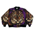 Vintage 80’s Monaliza Satin Tiger Full Zip Shoulder Pads Bomber Jacket Women’s One Size Fits All
