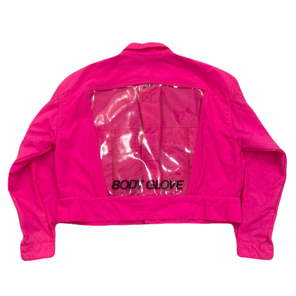 Vintage Body Glove Transparent Clear Back Neon Pink Jacket Women’s Medium