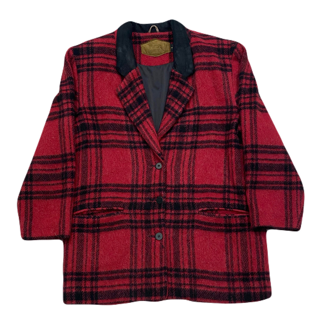 Vintage Woolrich Red Black Plaid Wool Mohair Blazer Jacket Women’s Medium