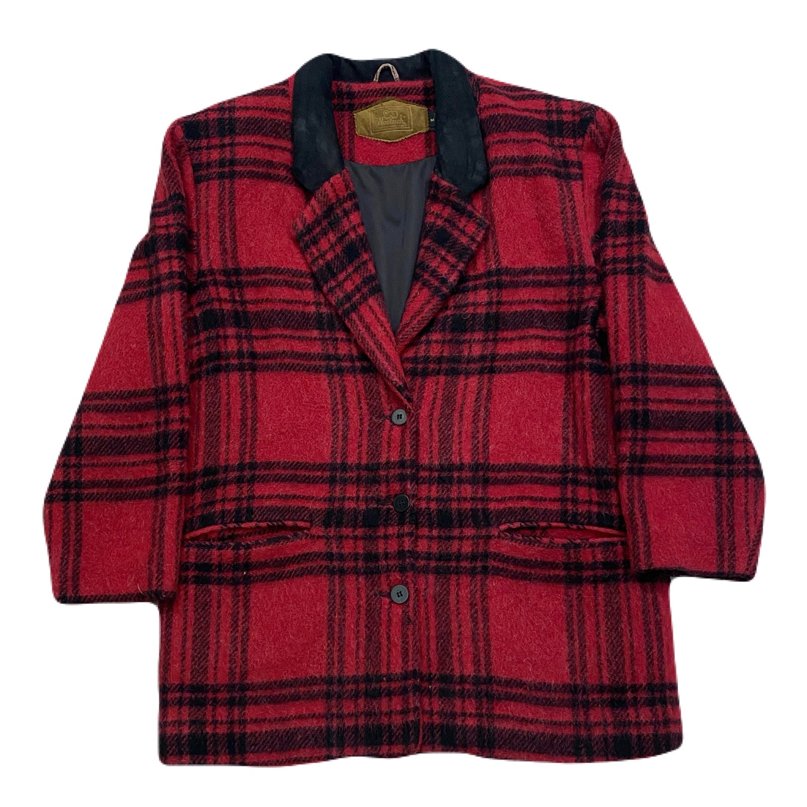 Vintage Woolrich Red Black Plaid Wool Mohair Blazer Jacket Women’s Medium